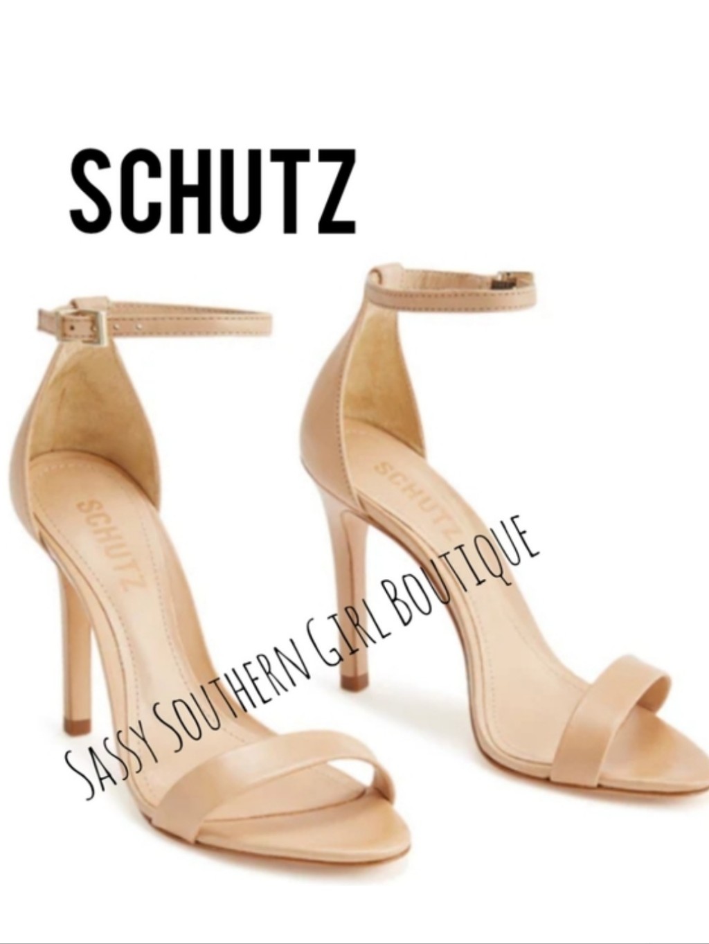 Schutz Nude Leather Stiletto Sandals
